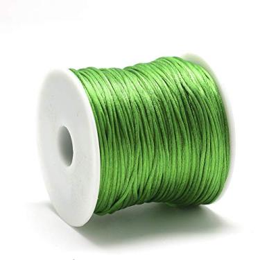 Imagem de 70 m/70 m 1 mm corda de cetim com acabamento de nylon fio de seda para nó chinês trançado kumihimo macramê amizade pulseiras para fabricação de joias verde-limão