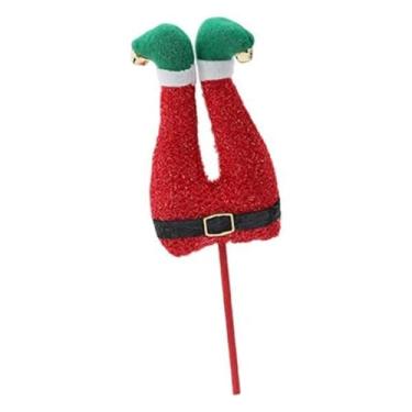 Imagem de oshhni de perna de elfo de Natal, enfeite de árvore de pelúcia para festa, pés de elfo, enfeite de Natal para jardim de férias, ano, sala de, Vermelho Preto Verde