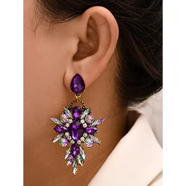 Imagem de Brincos de ametista para mulheres, pedra preciosa roxa genuína, joia elegante