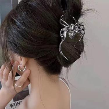 Imagem de Grampo de cabelo preto de aranha para mulheres, mulheres, punk, prendedor de cabelo, prendedor de cabelo, prendedor de cabelo gótico, acessórios de cabelo para mulheres, decoração de fantasia de