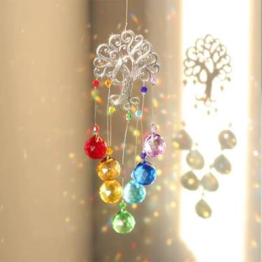 Imagem de Enfeite de pendurar com pingente de cristal para decoração de casa, janela ou parede, contas de cristal e acabamento dourado (cor mista)