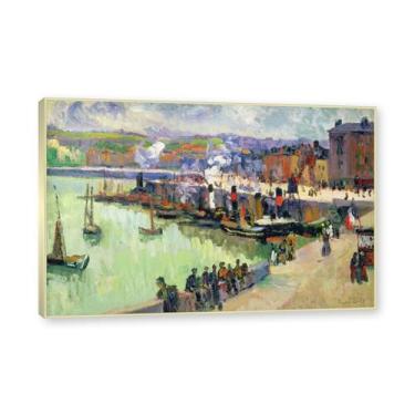 Imagem de Moldura de champanhe. Impressões Raoul Dufy, (The Port 3), pôster de viagem vintage, arte impressionista, imagem de arte de parede em tela para decoração de casa. 40 x 60 cm - 15,8 x 23,7 pol