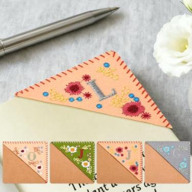 Imagem de 1 marcador de página de tecido, marcador de página bordado, costura decorativa para escritório, estudo, material escolar, acessórios, outono, letra G