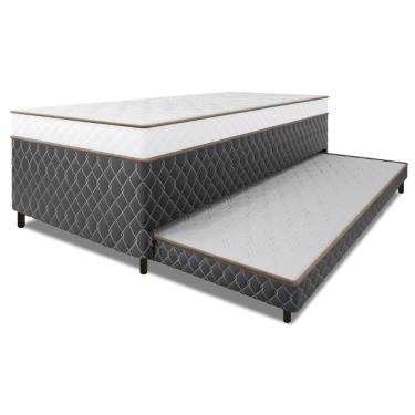 Imagem de Cama Bibox Solteiro Ortopédica Com Cama Auxiliar Conjugada 88x188x51cm Dani Cinza/branco