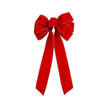 Imagem de Nishiyuenyi Enfeite de Topo de árvore de Natal com Laço, Guirlanda de Natal, Porta de Entrada, Sala de Estar, Casa, Festa, Café.