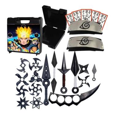 Imagem de Kit Ninja + Maleta + Bandana Naruto 25 Itens Brinquedos Full