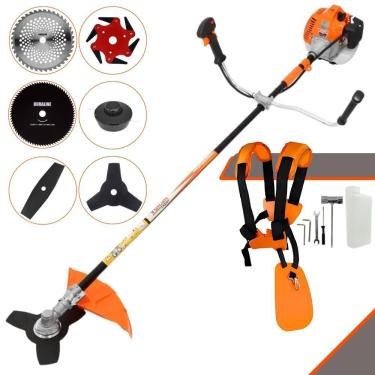 Imagem de Roçadeira Profissional Lateral Vulcan Vr520h À Gasolina 52cc 2,5hp + Faca 2 Pontas 330mm + Faca 40 Dentes 255mm + Faca