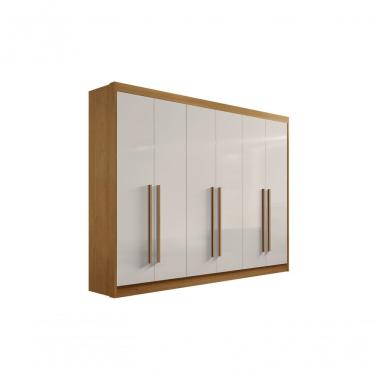 Imagem de Guarda Roupa Casal 6 Portas 7 Gavetas Com Pés Athos - D' Doro Cinamomo/off White