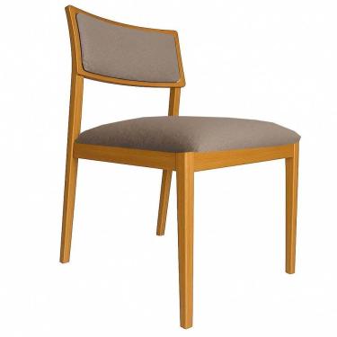 Imagem de Cadeira Siena Madeira Maciça Com Estofado Em Tecido 2 Peças - Élpis Móveis Linho Chocolate Nogueira