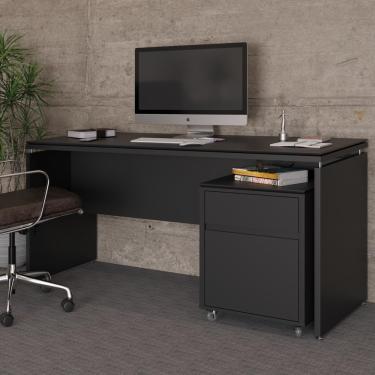 Imagem de Conjunto De Escritório 2 Peças Mesa Gaveteiro 2 Gavetas Tund - Preto Preto