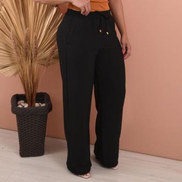 Imagem de Calça Feminina Alfaiataria Estilo Pantalona Básica Com Bolso - Lori Mo