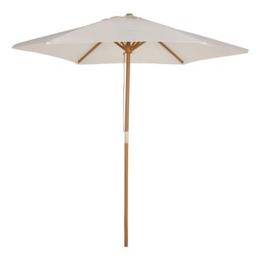 Imagem de Ombrelone Central De Madeira Com Cobertura Branca 240x250 Cm