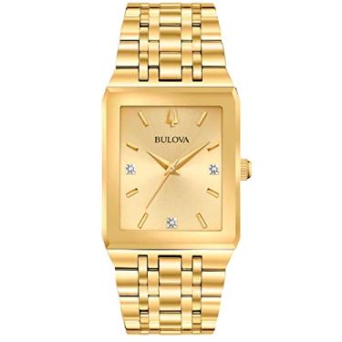 Imagem de Bulova Relógio masculino de quartzo com pulseira de aço inoxidável, amarelo, 24 (modelo: 97D120)