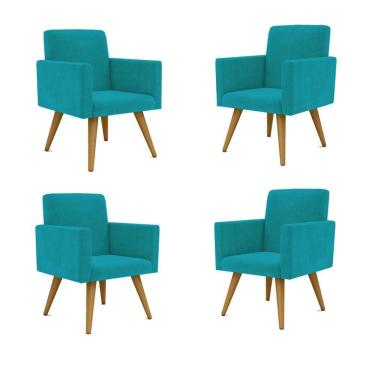 Imagem de Kit 04 Poltronas Cadeira Escritório Recepção azul-turquesa