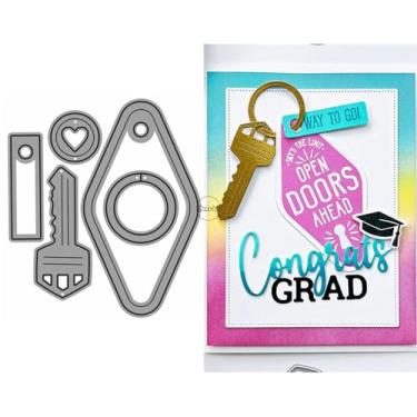 Imagem de DzIxY Matrizes de corte de metal com etiqueta geométrica chave para kit de fabricação de cartões, conjunto de recortes de papel, estêncil, suprimentos, modelos de máquina