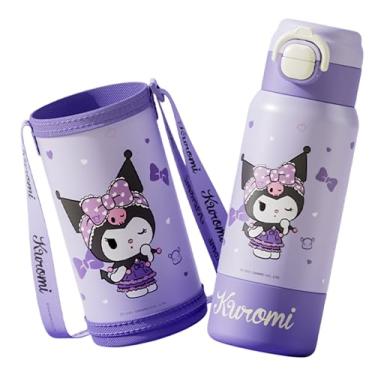 Imagem de Kuromi Garrafa de água isolada de aço inoxidável com alça (bico e canudo) 580 ml - roxo