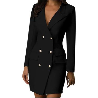 Imagem de Vestido Formal Sexy Senhora Do Escritório Mulheres Blazer Trespassado Plus Size Slim Bodycon Vestido De Trabalho, Black, S