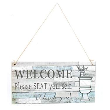 Imagem de Placa de suspensão de madeira decoração rústica sinal de boas-vindas porta de parede placa de suspensão para decoração de casa sala de estar quarto cozinha madeira 30x15cm 5 peças