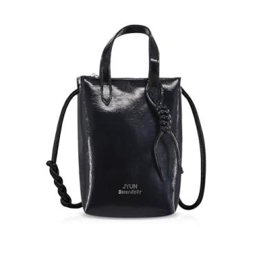 Imagem de Andiker Bolsas transversais para mulheres, bolsa feminina reflexiva de poliuretano com alça de ombro ajustável para uso diário, Preto, Moderno