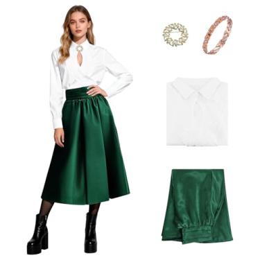 Imagem de SERTAS Ellen fantasia feminina Natal férias cosplay Ellen camisa Natal top e saia vestido broche pulseira terno, Branco, GG
