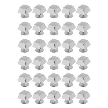 Imagem de Botão de rebite traseiro parafuso 12 mm formato trapézio quadrado cor brilhante bolsa de mão de alta resistência rebite pontiagudo para cintos e acessórios liga de zinco ferro 30 (Prata)