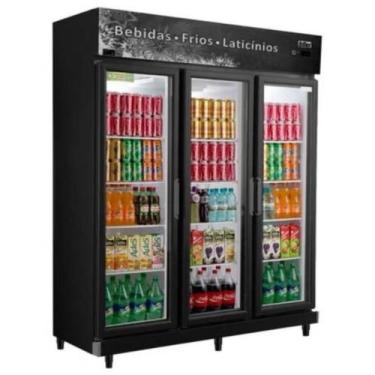 Imagem de Expositor Vertical 3 Portas de Vidro RF022 Preto Frilux 110V, 110V