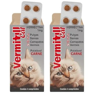 Imagem de Vermitril Cats Antipulgas carrapatos sarnas E vermes 8 comprimidos sabor carne