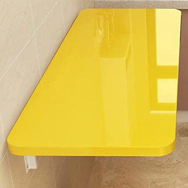 Imagem de Mesa dobrável montada na parede, mesa dobrável de madeira, mesa dobrável para lavanderia, mesa flutuante para pequenos espaços, mesa de cozinha suspensa na parede para casa, escritório, bar, sala de