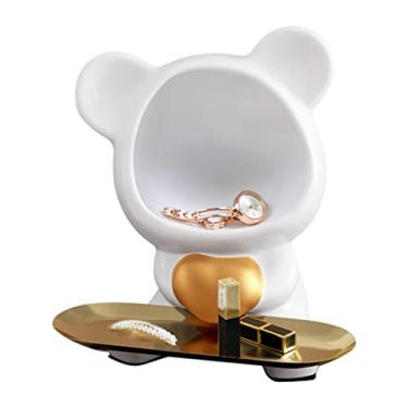 Imagem de Bandeja decorativa para presente de inauguração de casa, bandeja de chave para mesa de entrada, bandeja de pratos de joias brancas, decoração de mesa de café, tigela de doces de Halloween, chave