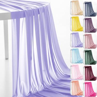 Imagem de Tecido de chiffon de 152 cm da The Yard Tecido transparente pré-cortado para arco de casamento tecido drapeado cortina cachecol decoração de pano de fundo de festa decoração de teto (lavanda, 5 jardas