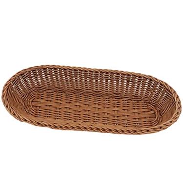 Imagem de Aramox Cesta de Pão, Cesta de Plástico para Servir Alimentos, Ideal para Restaurantes e Piqueniques, 36 X 14 X 7,5 Cm para Frutas e Legumes (Marrom)