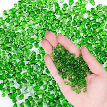 Imagem de Cascalho de tanque de peixes de 400 g, pedras de vidro coloridas, cascalho de aquário arco-íris irregular pequeno para decorações de aquário e tanque de tartaruga, cristais de contas de vidro do mar