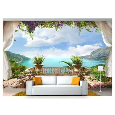 Imagem de Papel De Parede Paisagem Digital Varanda Praia  Dah17 - Você Decora