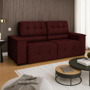 Imagem de Sofá Vicenza 3 Lugares Retrátil Sala de Estar 175cm Suede Bordo - INCA