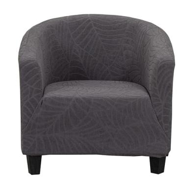 Imagem de CRFATOP Capa macia para cadeira de clube, capa elástica para cadeira de barril, jacquard, capas redondas para sofá, poltrona, elastano, protetor de móveis removível para sala de estar, C24