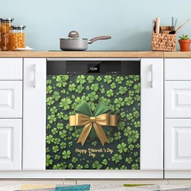 Imagem de ATTX Capa de ímã de máquina de lavar louça fita dourada Dia de São Patrício, 58,4 cm C x 66 cm A decoração da capa da máquina de lavar louça, decalques de armário doméstico eletrodomésticos adesivos