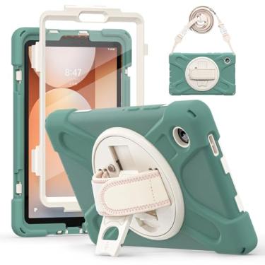 Imagem de Lunivop Capa compatível com Samsung Galaxy Tab A11 de 8,7 polegadas com suporte giratório de 360°/alça de mão com protetor de tela integrado, capa resistente para tablet Samsung Tab A11 verde