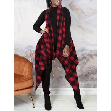 Imagem de Camisa Xadrez Listrada Plus Size Feminina (XL-5XL) - Estilo Streetwear