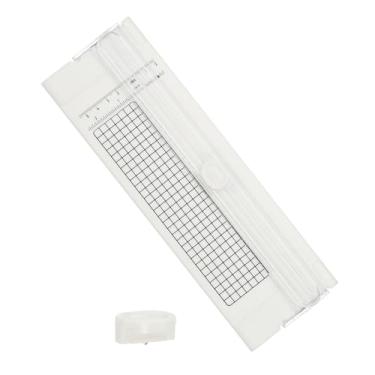 Imagem de Generic Cortador de papel, cortador de papel A4 reto pequeno portátil com proteção segura para artesanato cartão de etiqueta, álbum de recortes, branco, com 1 lâmina
