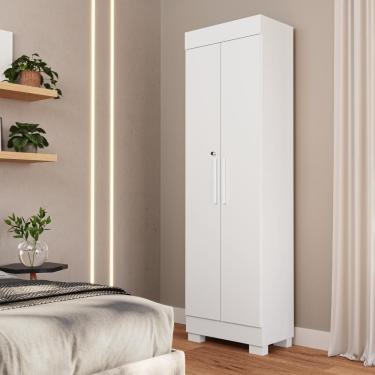 Imagem de Armário Multiuso Marrocos 2 Portas 4 Prateleiras Com Chave - Linha Mobília - Branco