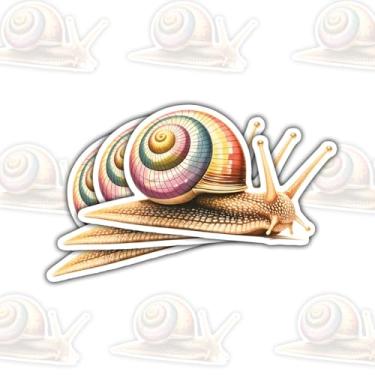Imagem de 3 peças de adesivos coloridos de caracol arco-íris, adesivos de vinil de animais fofos engraçados para laptop, caderno, diário, garrafa de água, para-choque de carro, presente para adolescentes