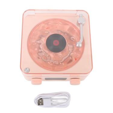Imagem de OPPWONG Toca-discos Alto-falante Bluetooth 4 Modos de Iluminação e Tempo Ajustáveis Alto-falante Modelo de Gravação Vintage Som Surround 360 ° 3 Modos de Iluminação Dinâmica (Rosa rosa)
