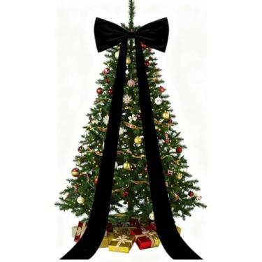 Imagem de guccde Arcos de veludo extragrandes para árvore de Natal 50 x 188 cm, laços grandes com serpentinas longas, lazos para arbol de Navidad para decoração de quarto, parede, casa, Natal, Natal, Natal