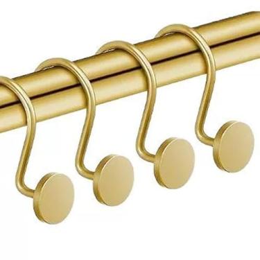 Imagem de Pacote com 4 ganchos de cortina de chuveiro, anéis de cortina de chuveiro à prova de ferrugem para banheiro, ganchos de chuveiro de metal para varão de cortina de chuveiro, conjunto de cabides