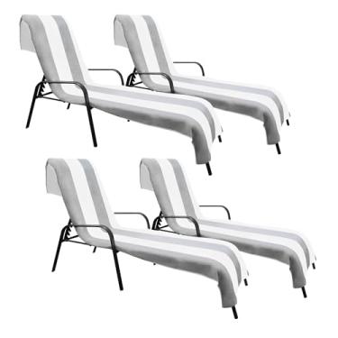 Imagem de Superior Capa de cadeira de lounge de algodão Cabana, capas de móveis para toalhas/espreguiçadeiras para uso ao ar livre, tecido felpudo, praia, spa, acessórios de natação, capa de cadeira de piscina