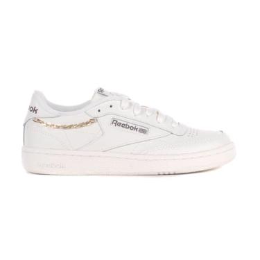 Imagem de Reebok Club C 85 feminino, Giz/mogno/dourado metálico, 35