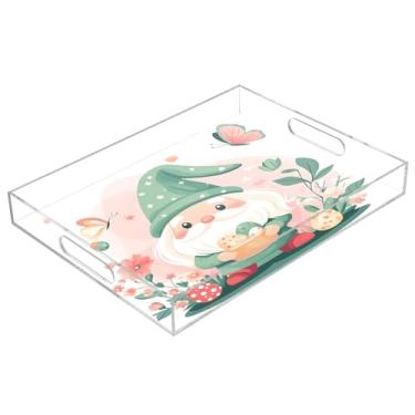 Imagem de STAYTOP Bandeja de servir de acrílico de gnomo fofo da Páscoa, 15,7 x 11,20 cm, bandejas decorativas à prova de derramamento, organizador de bancada para café da manhã, chá, comida, maquiagem