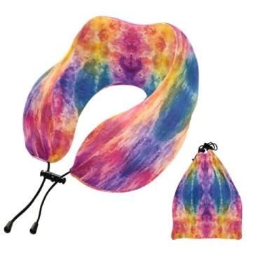 Imagem de CEBUGI Travesseiros de viagem portáteis em forma de U, travesseiro de pescoço de espuma viscoelástica com trava de corda ajustável para avião, viagem, trem, negócios, escritório, soneca (fundo