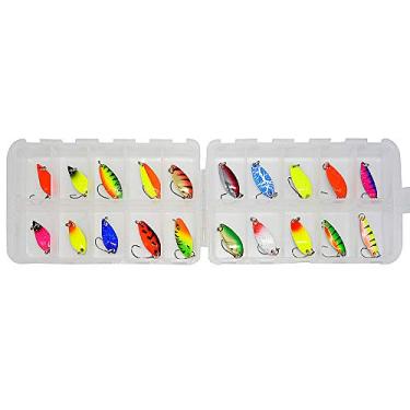 Imagem de Conjunto de Iscas Colher para Truta com 20 peças Isca Artificial Metal Pesca em Lagos Água Doce Acessório Anel Separador Gancho Caixa Armazenamento Transparente Pescadores