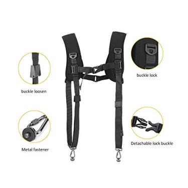 Imagem de Generic PU6002 Alça de Ombro Dupla Respirável para Câmera Com Placas de Metal de Liberação Rápida, Estrutura de Ombro Ampla, Ideal para Proprietários de DSLR, Preta